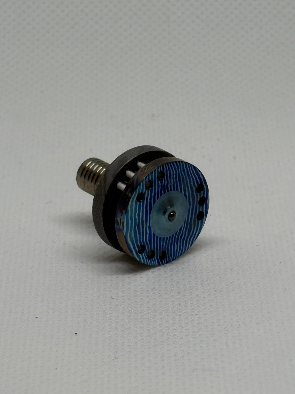 Rare  Ben tan Timascus, Damascus, Titanium Spinning Top , inlaid with 9 glowing Tritium !!!