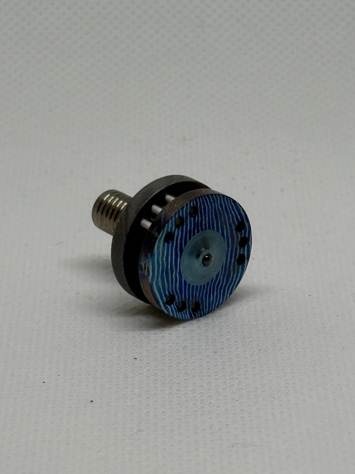 Rare  Ben tan Timascus, Damascus, Titanium Spinning Top , inlaid with 9 glowing Tritium !!!