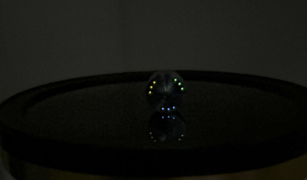 Rare  Ben tan Timascus, Damascus, Titanium Spinning Top , inlaid with 9 glowing Tritium !!!